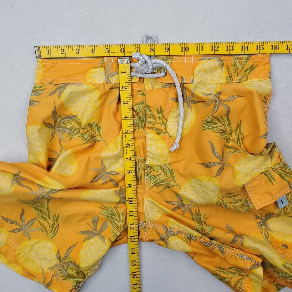 Banana Republic Shorts Mens 31 Yellow Orange Pineapple AOP VTG Boardshorts Trunk
